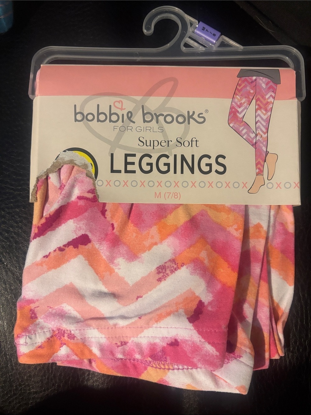 Bobbie Brooks Pink, Orange & White Chevron Girls' Leggings